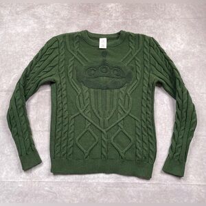 Disney Toy Story Alien Sweater Mens Medium Green Cable Knit Pixar Parks